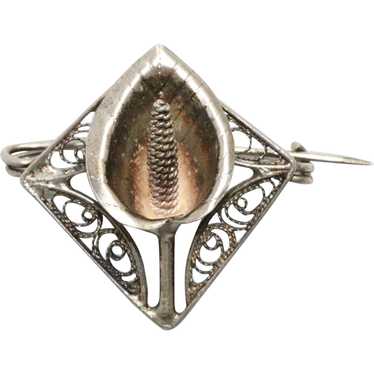 Filigree Lilly Sterling Silver Brooch