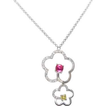Sterling Silver Double Flower Necklace - image 1