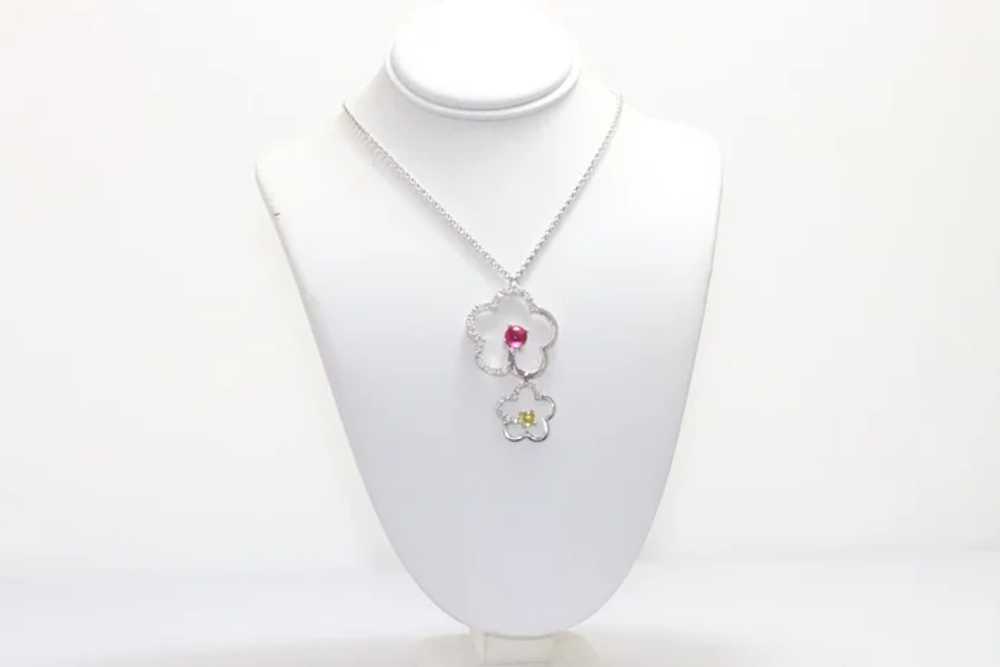 Sterling Silver Double Flower Necklace - image 2