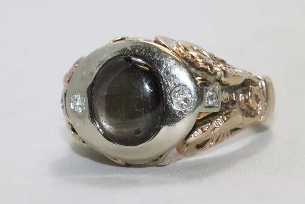 Vintage Two Toned Diamond Black Star Sapphire Sea… - image 2