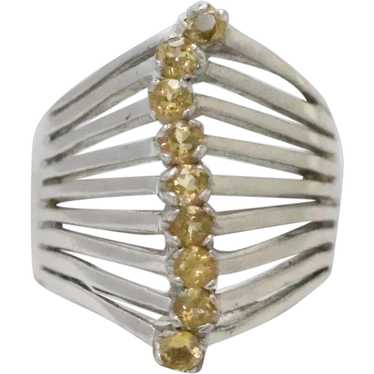 Vintage Sterling Silver Layered Citrine Ring - image 1