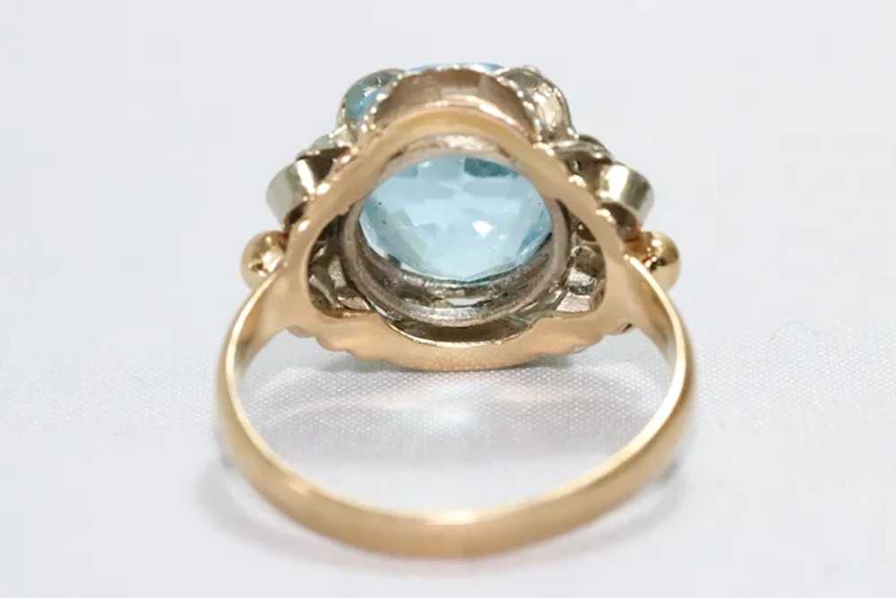 Vintage 18KT Two Tone Gold Blue Topaz Ring - image 5