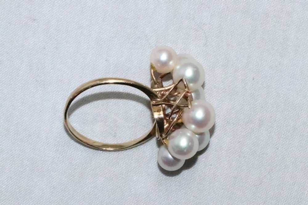 14 KT Yellow Gold Pearls Ring - image 4