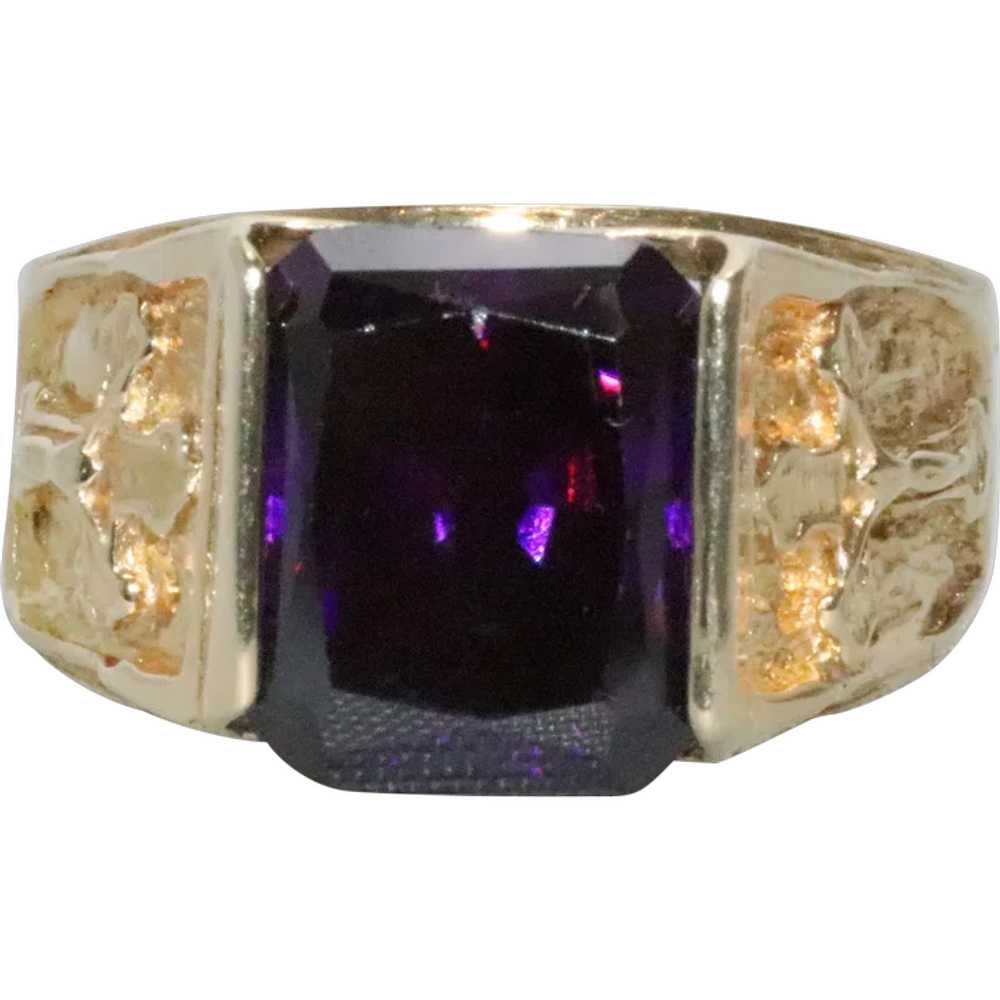 14KT Yellow Gold 6.0 CT Amethyst Cross Ring - image 1