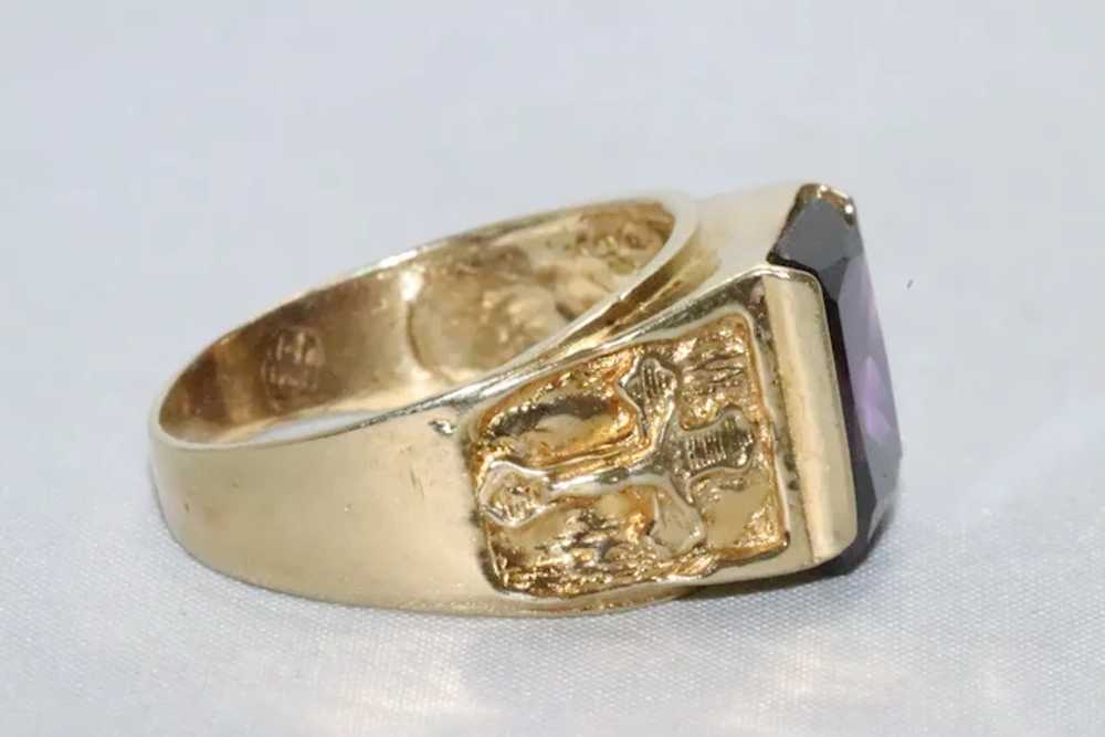 14KT Yellow Gold 6.0 CT Amethyst Cross Ring - image 4