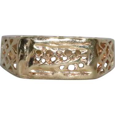14 KT Yellow Gold Diamond Cut Filigree Ring - image 1