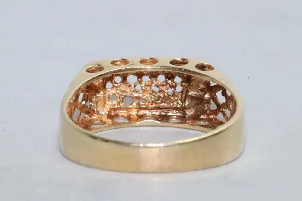 14 KT Yellow Gold Diamond Cut Filigree Ring - image 3