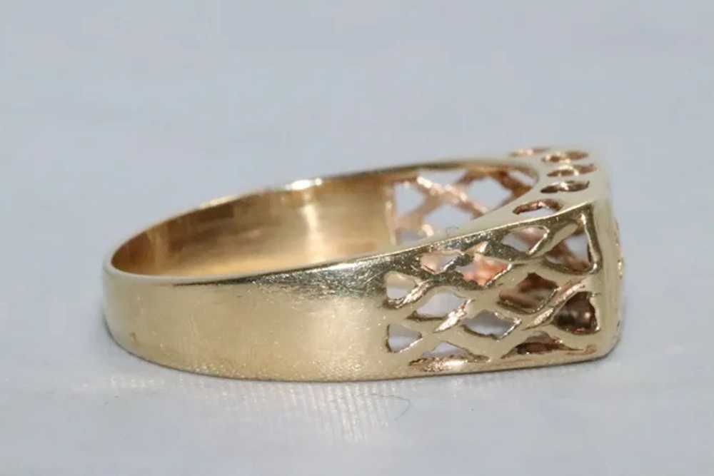 14 KT Yellow Gold Diamond Cut Filigree Ring - image 4