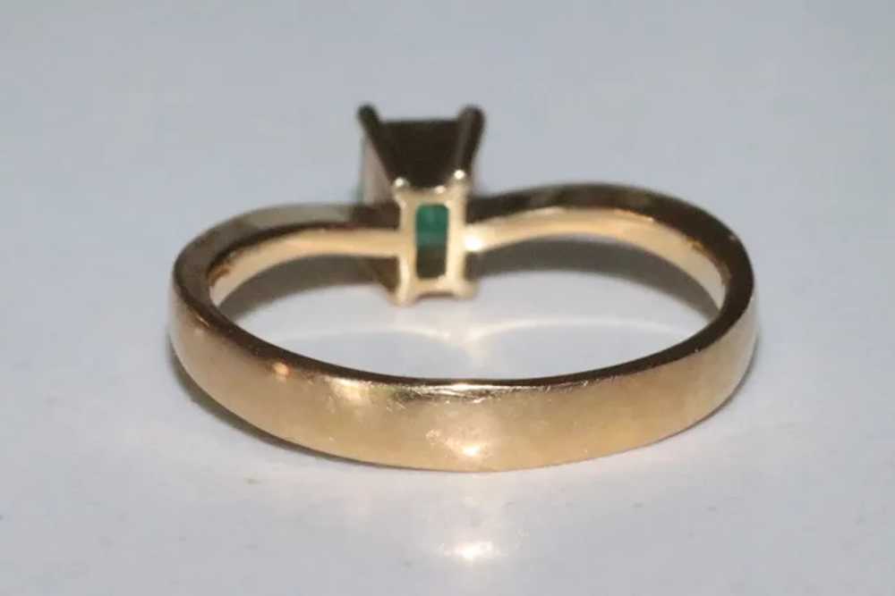 18K Yellow Gold .75 CT Princess Cut Emerald Ring - image 4