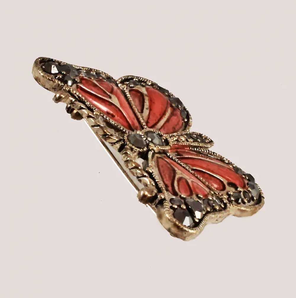 Enamel Butterfly Art Nouveau Buckle Pendant - Ruby Lane
