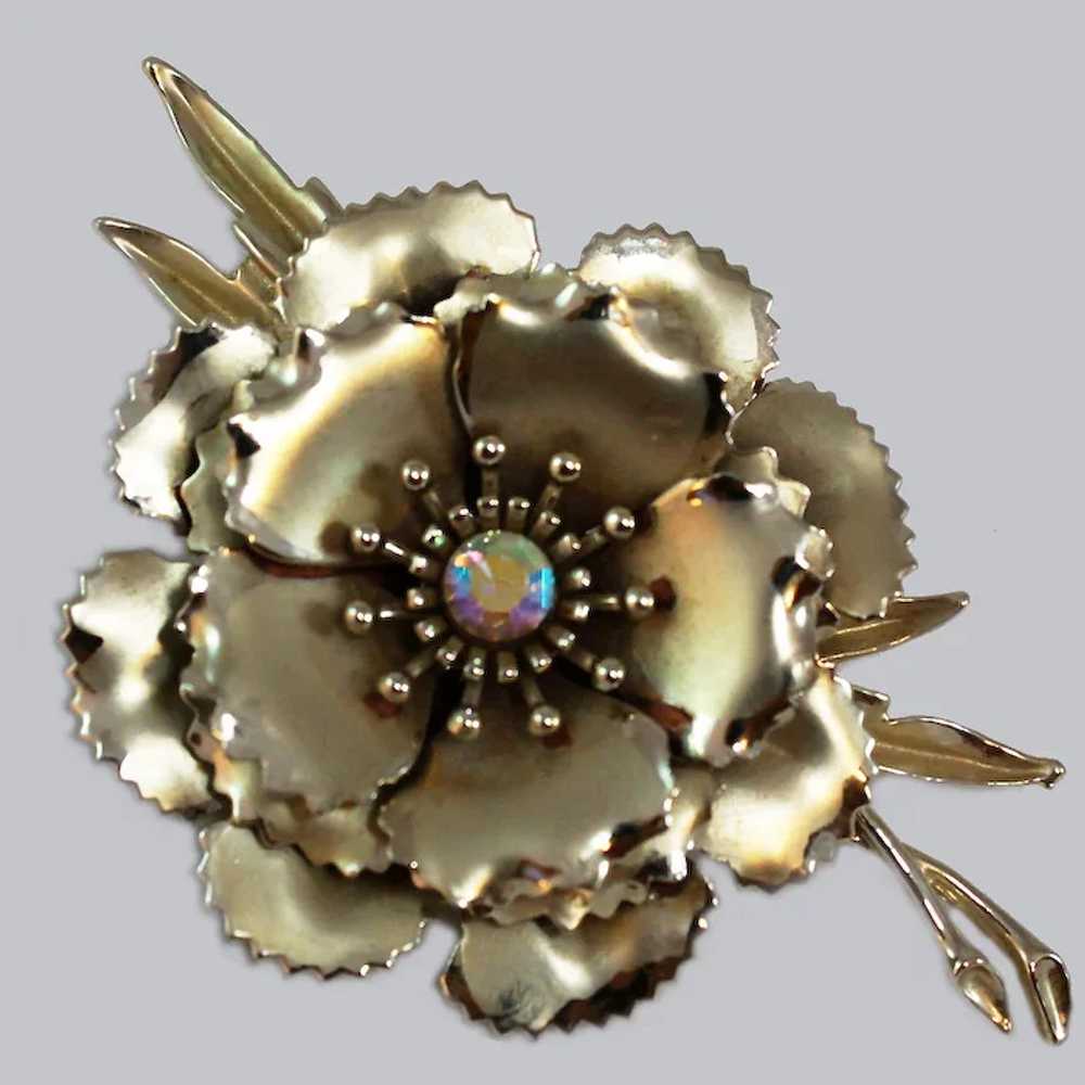 Mint Coro Floral Suite Dimensional Brooch Clip Ea… - image 2