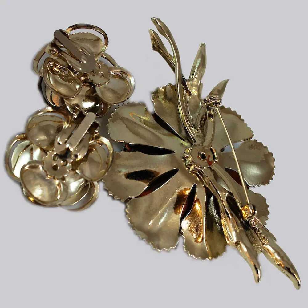 Mint Coro Floral Suite Dimensional Brooch Clip Ea… - image 4