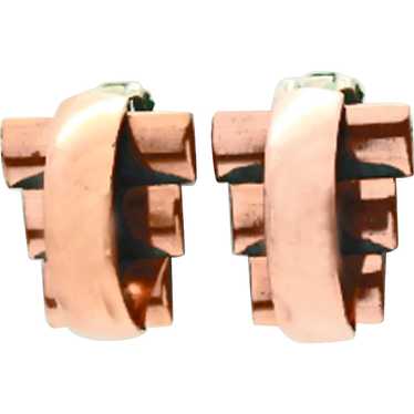 Renoir Copper Mid-Century Modern Clip Earrings c1… - image 1