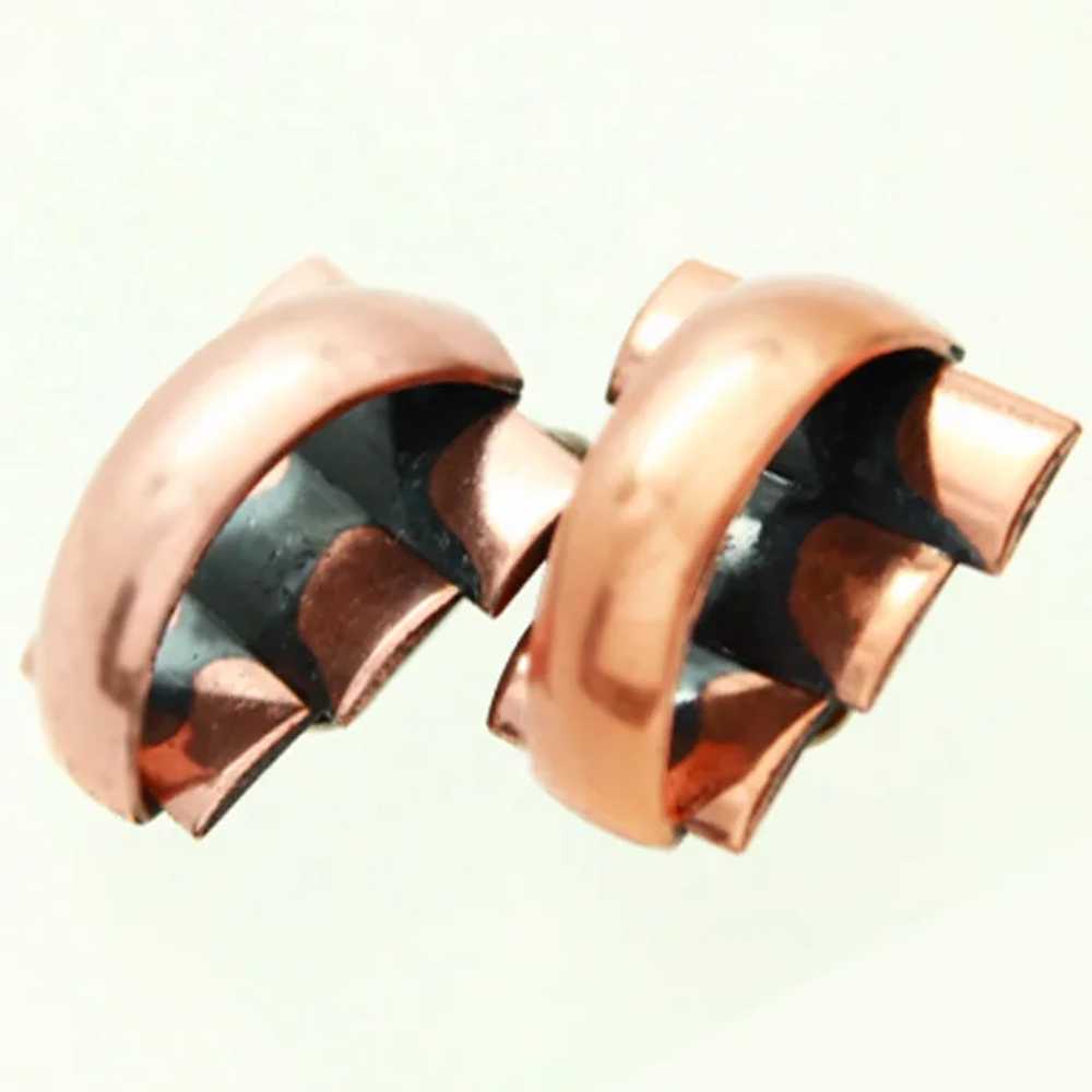 Renoir Copper Mid-Century Modern Clip Earrings c1… - image 2