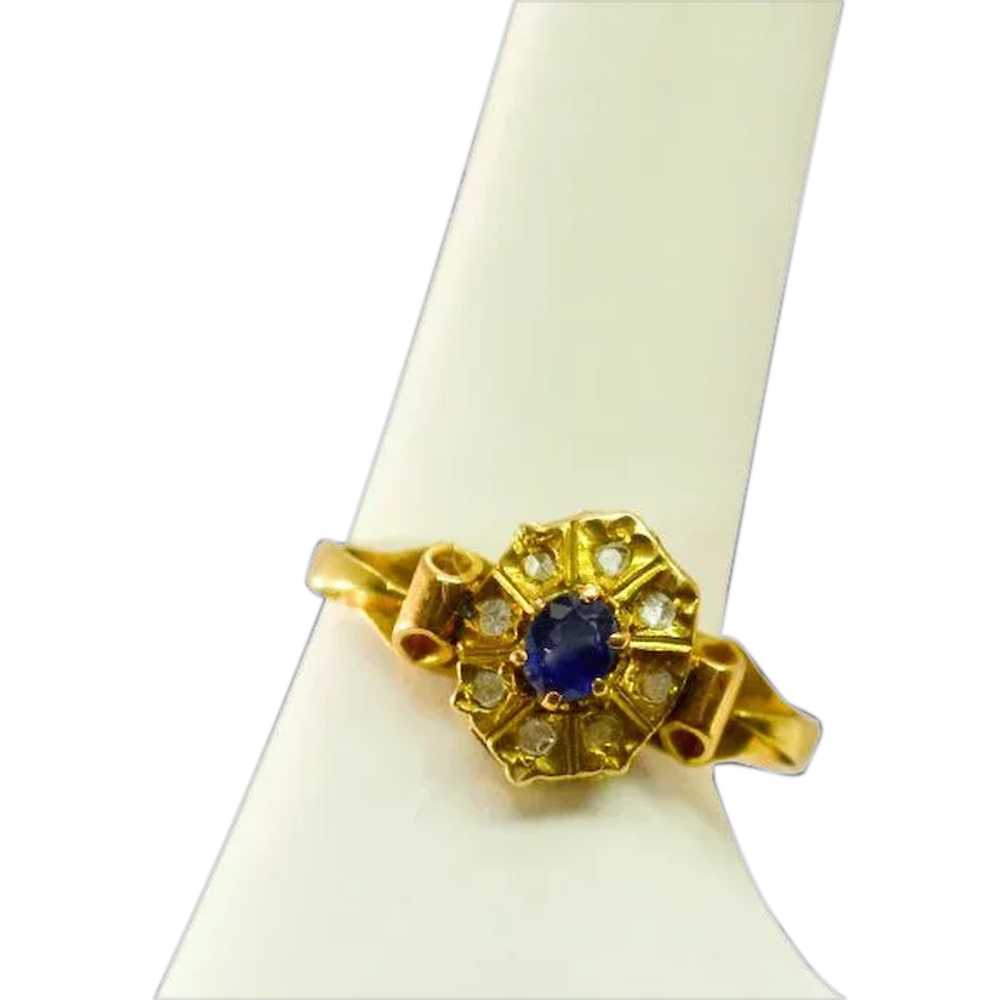 Very Feminine Antique 18K Gold Sapphire and Old R… - image 1