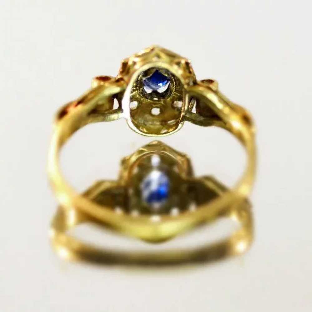 Very Feminine Antique 18K Gold Sapphire and Old R… - image 2