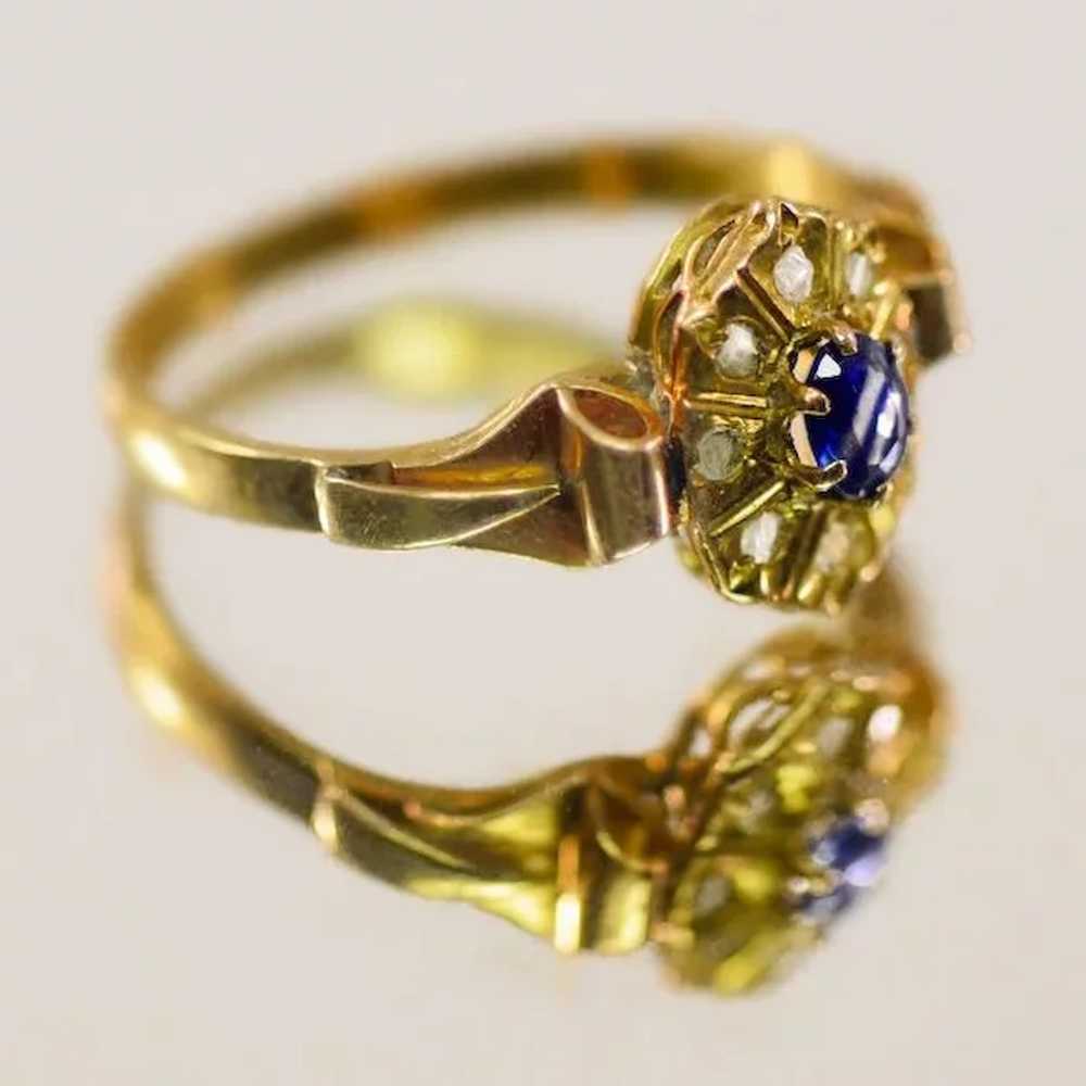 Very Feminine Antique 18K Gold Sapphire and Old R… - image 3