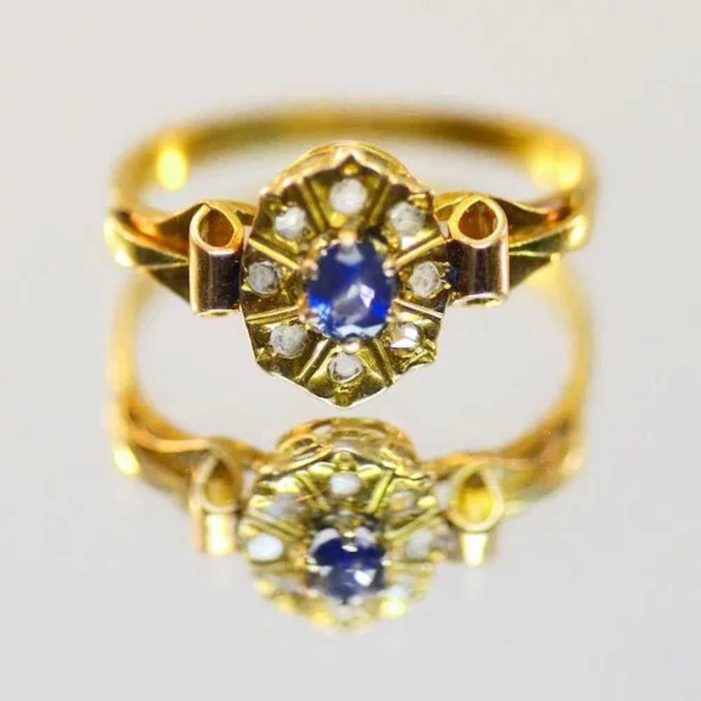 Very Feminine Antique 18K Gold Sapphire and Old R… - image 5