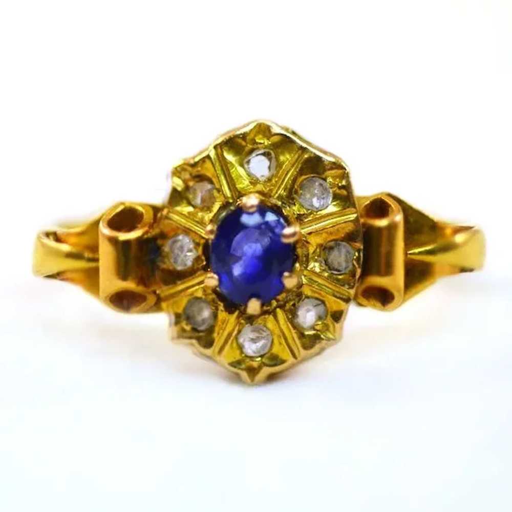 Very Feminine Antique 18K Gold Sapphire and Old R… - image 6