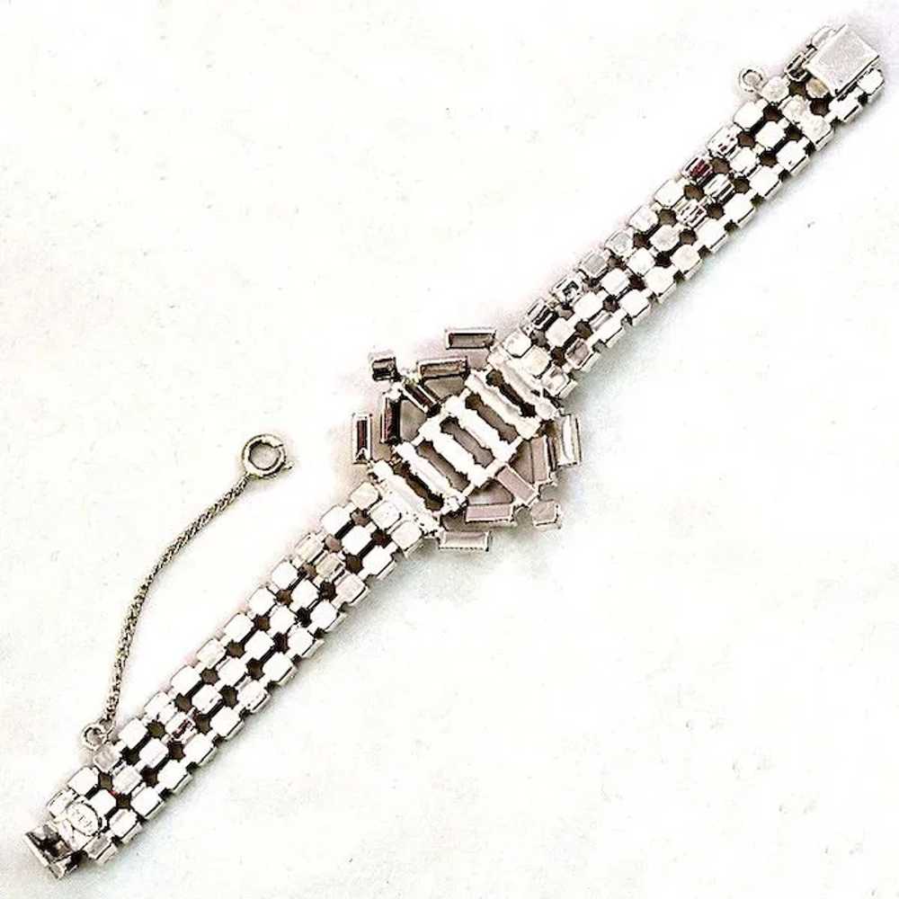 Vintage Weiss Rhinestone Baguette Bracelet - image 6