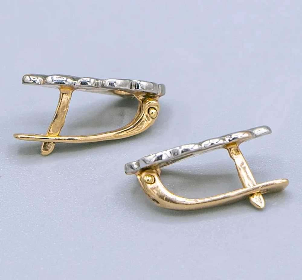 Elegant 14K White and Rose Gold Diamond Earrings - image 6