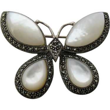 Mother of Pearl Ocean Treasures Butterfly Pins Brooch Set 3 Vermeil St