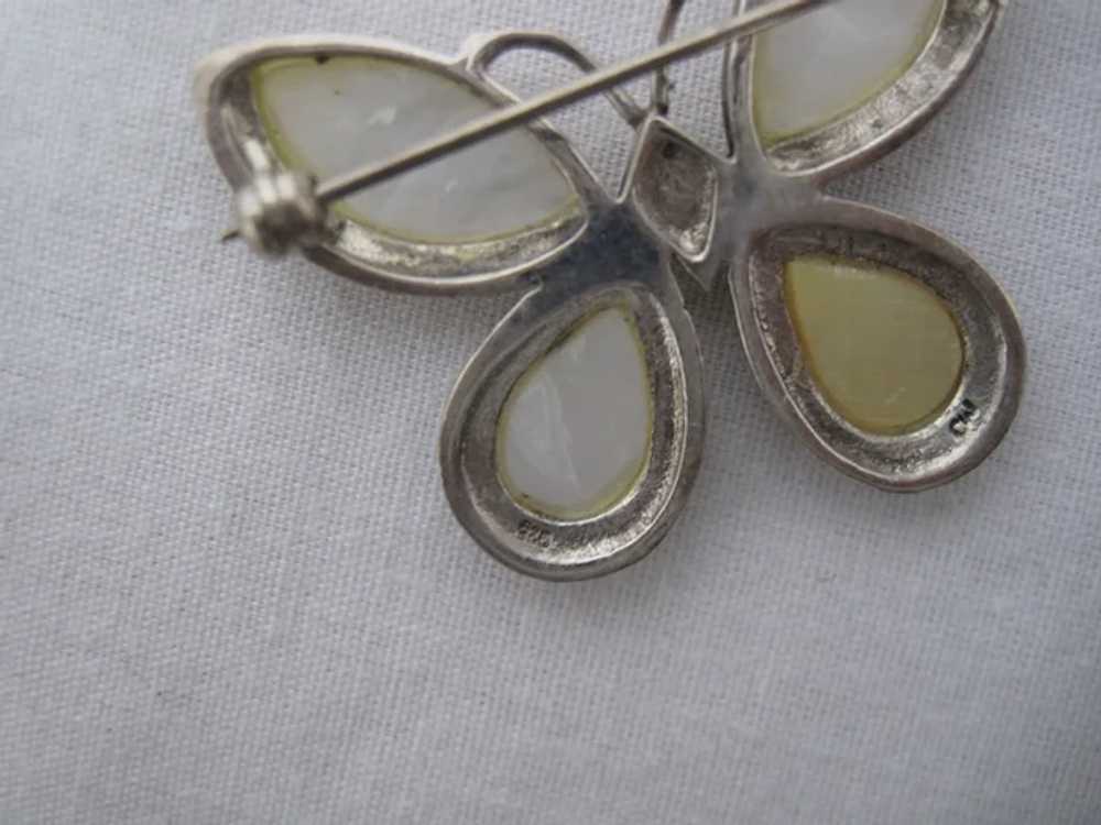 Vintage Sterling Silver Marcasite Mother Of pearl… - image 3