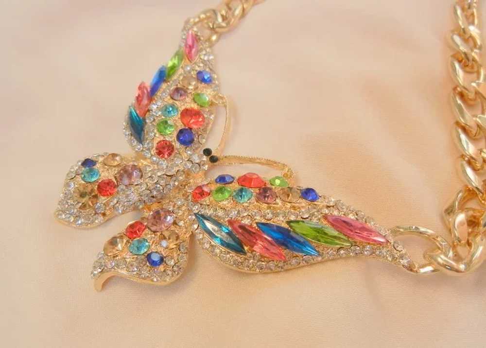 Gorgeous large colorful rhinestone butterfly bold… - image 6