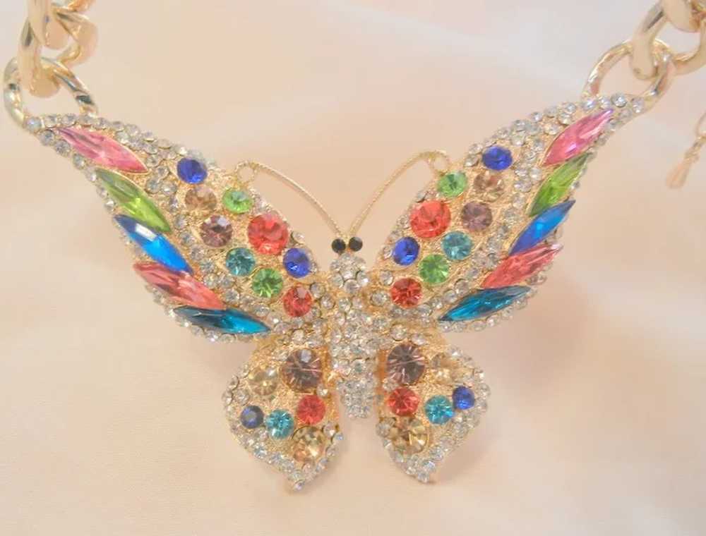 Gorgeous large colorful rhinestone butterfly bold… - image 7
