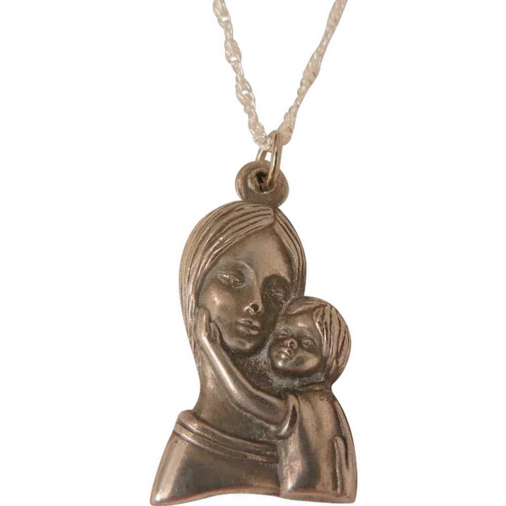 Lovely vintage sterling mother and child Pendant … - image 1
