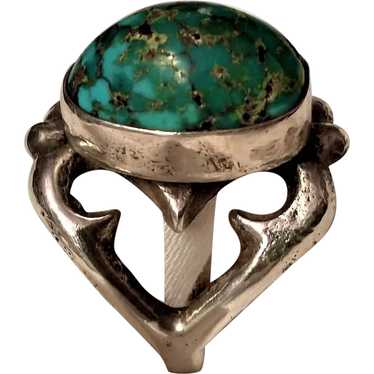 Vintage large Turquoise ring size 9 - image 1
