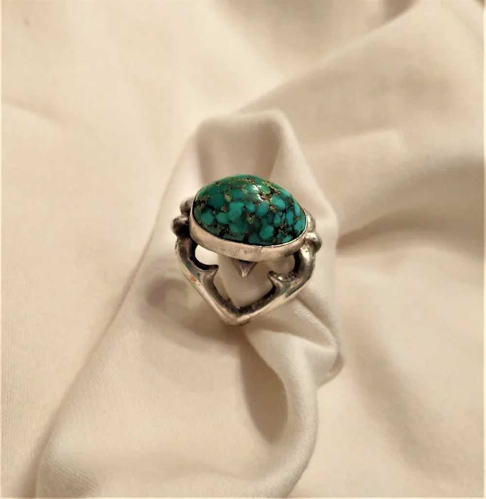 Vintage large Turquoise ring size 9 - image 5