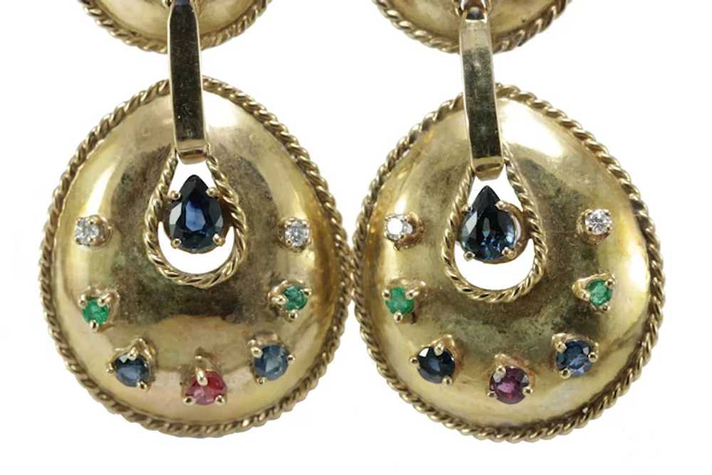 Vintage diamonds, sapphire, emerald, ruby, 14 K g… - image 4