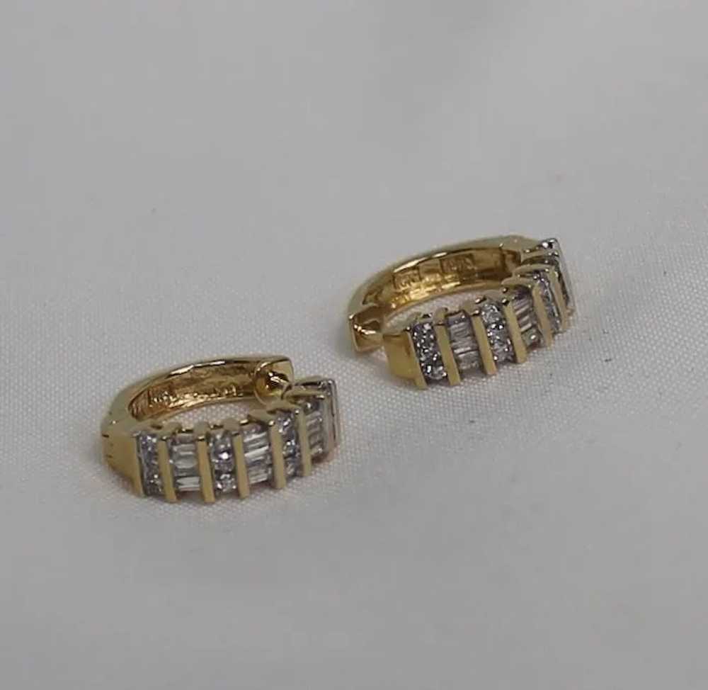 Gorgeous Round and Bagette Diamond Huggie Earring… - image 6