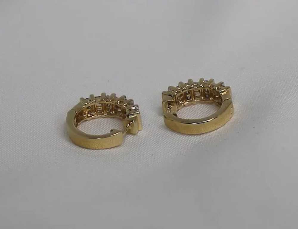 Gorgeous Round and Bagette Diamond Huggie Earring… - image 7