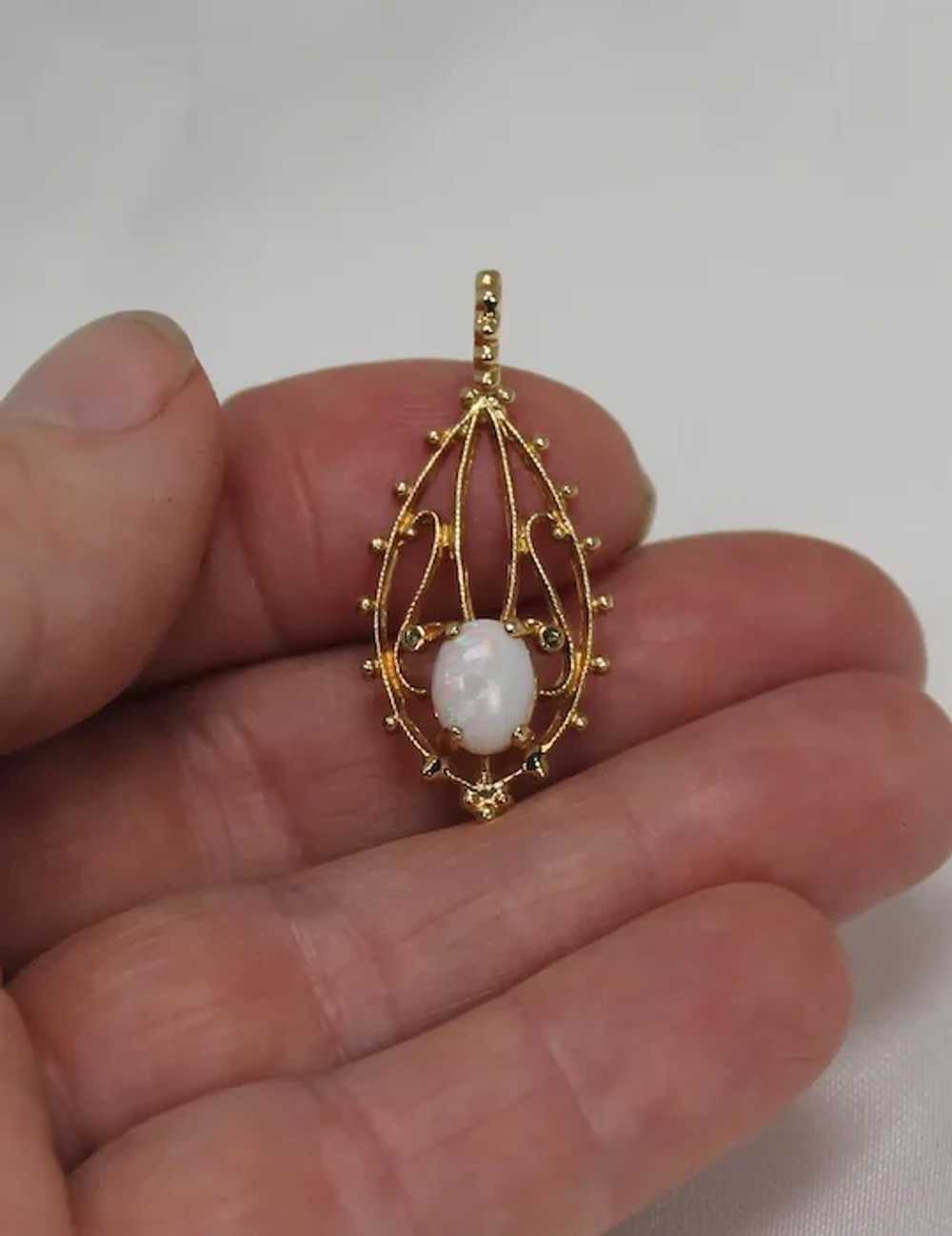 Vintage Floating Opals in Glass Drop Earrings 14k Yellow Gold Hook Pos –  Jewelryauthority