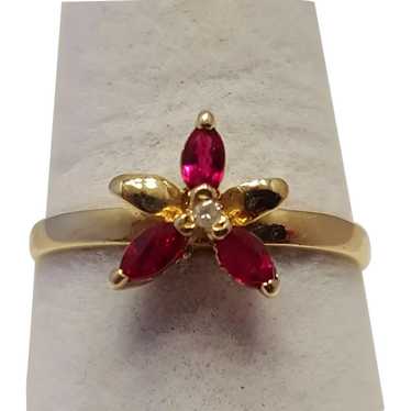 Lovely Ruby and Diamond 14kt Yellow Gold Ring. - image 1