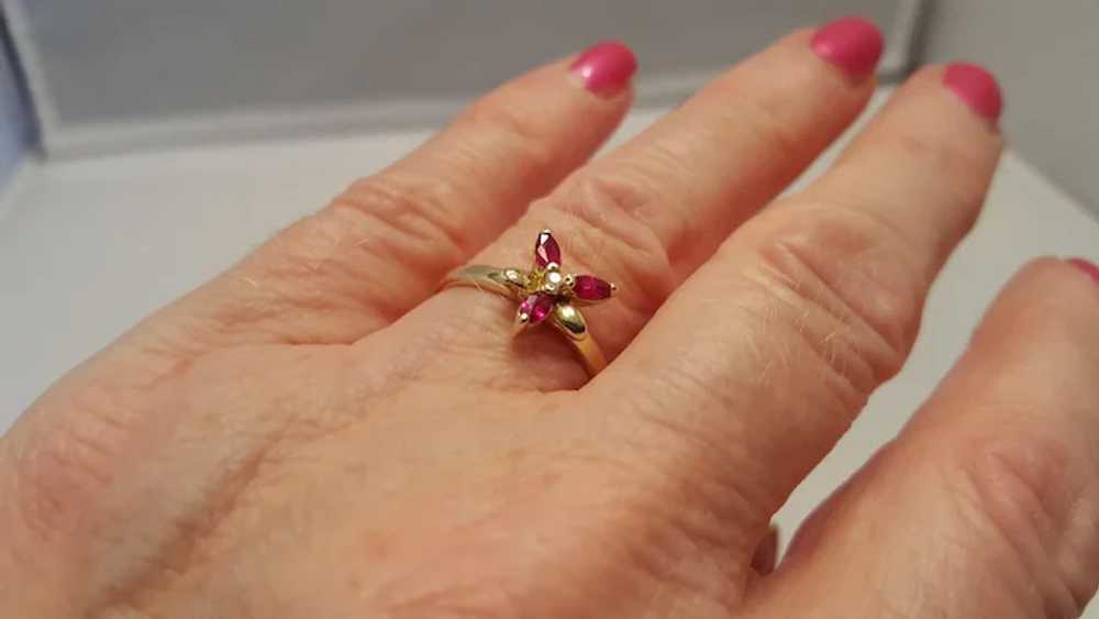 Lovely Ruby and Diamond 14kt Yellow Gold Ring. - image 2