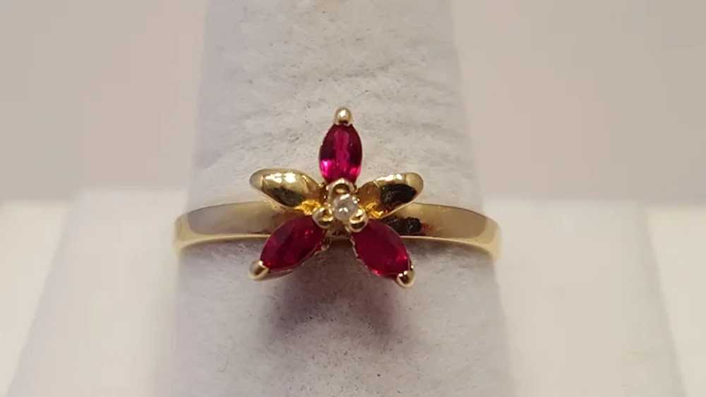 Lovely Ruby and Diamond 14kt Yellow Gold Ring. - image 6