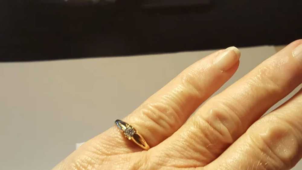 Dainty Vintage Belcher Diamond Ring Size 5 1/2 - image 3