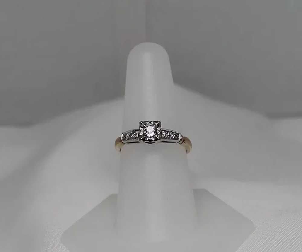 Vintage .25 ctw Diamond Engagement Ring, Two Tone… - image 2