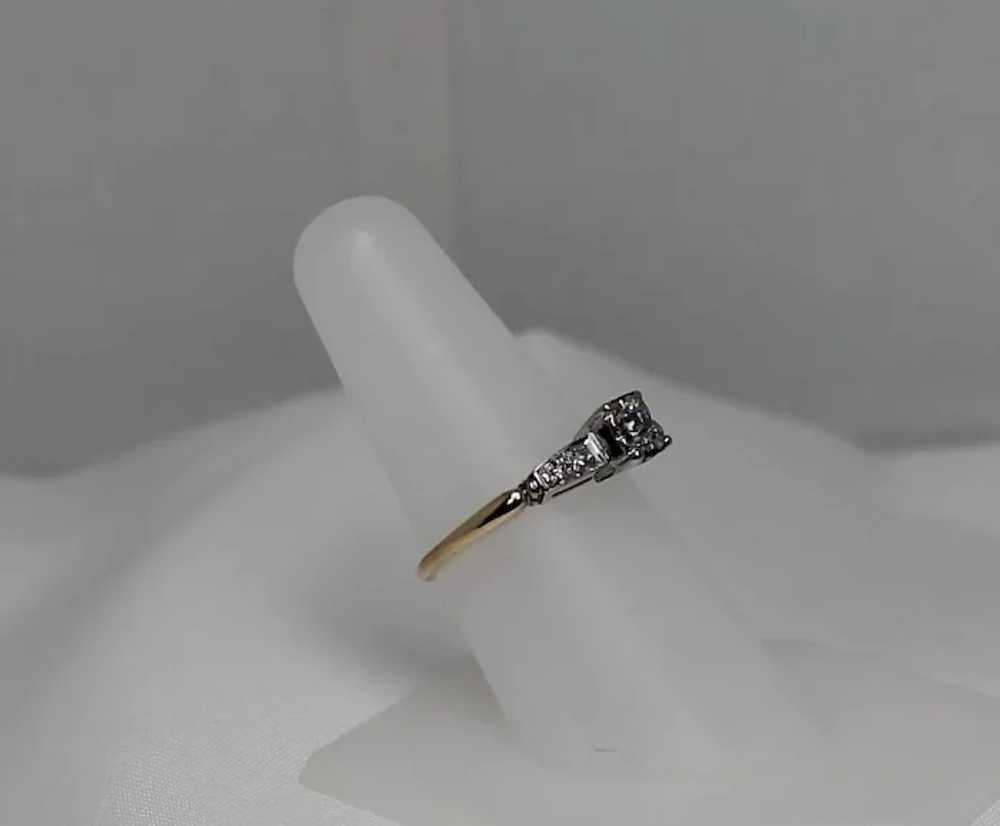 Vintage .25 ctw Diamond Engagement Ring, Two Tone… - image 3