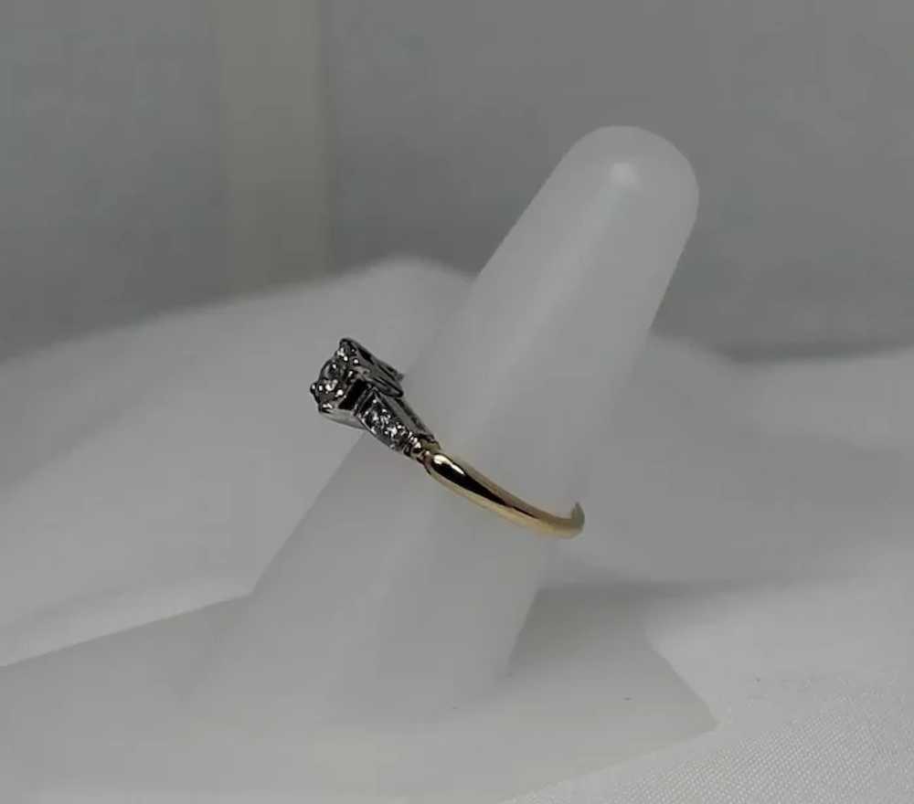 Vintage .25 ctw Diamond Engagement Ring, Two Tone… - image 4