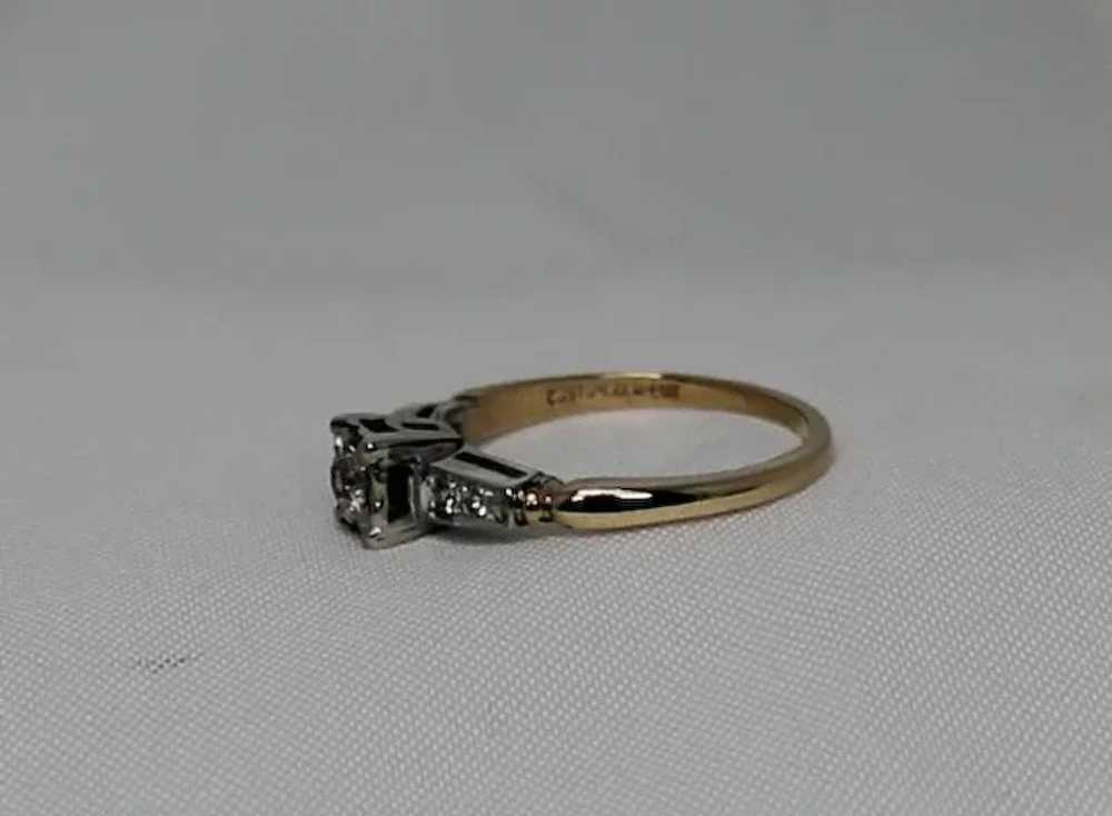 Vintage .25 ctw Diamond Engagement Ring, Two Tone… - image 6