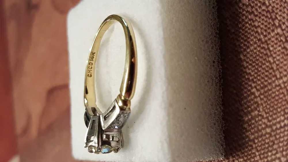 Vintage .25 ctw Diamond Engagement Ring, Two Tone… - image 7