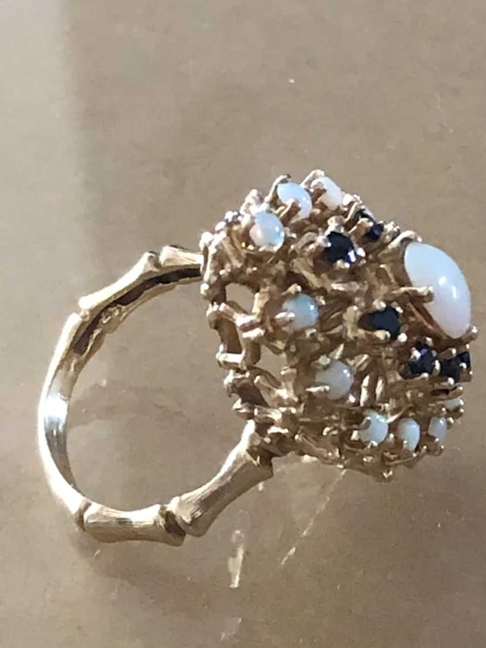 Opal & Sapphire Cocktail Ring - image 5