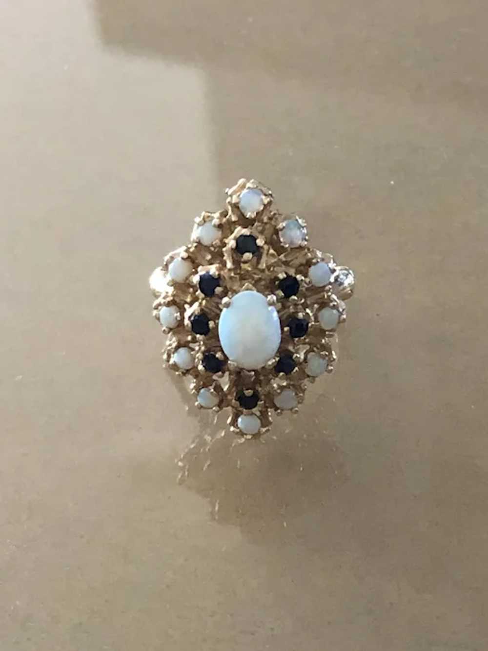 Opal & Sapphire Cocktail Ring - image 6