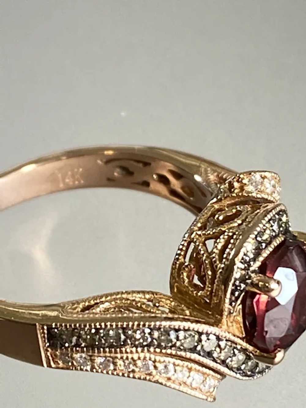 14K Rose Gold and Garnet Le Vian Ring - image 4