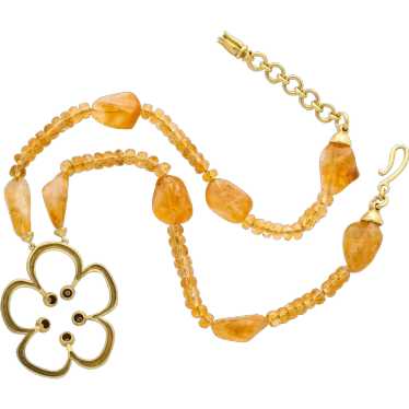 E Rand 18kt Gold Diamond Citrine Necklace - image 1