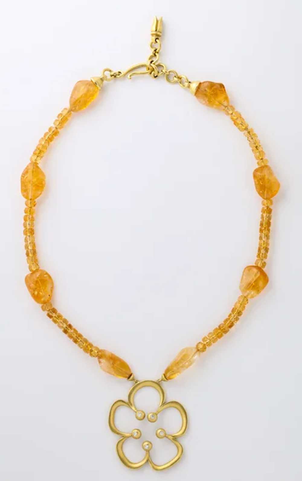 E Rand 18kt Gold Diamond Citrine Necklace - image 2